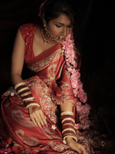 Red Modal Silk Saree With Pal And Dapka Work
